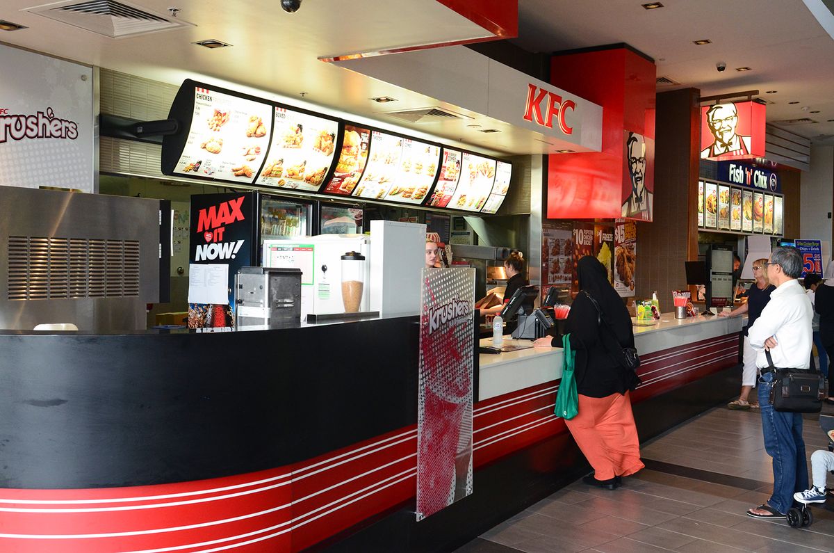 Sydney,,New,South,Wales,,Australia.,March,2019.,A,View,Of
Sydney, New South Wales, Australia. March 2019. A view of the Kentucky Fried Chicken (KFC) outlet at the Stockland Shopping Mall in the Sydney suburb of Merrylands.