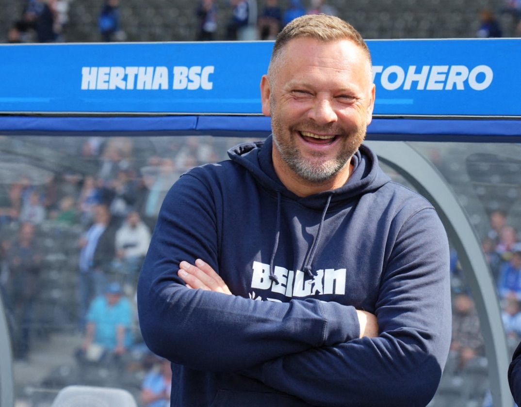 Hertha BSC - VfL Bochum
20 May 2023, Berlin: Soccer: Bundesliga, Hertha BSC - VfL Bochum, Matchday 33, Olympiastadion, Hertha's head coach Pal Dardai laughs before the game. Photo: Soeren Stache/dpa - IMPORTANT NOTE: In accordance with the requirements of the DFL Deutsche Fußball Liga and the DFB Deutscher Fußball-Bund, it is prohibited to use or have used photographs taken in the stadium and/or of the match in the form of sequence pictures and/or video-like photo series. (Photo by SOEREN STACHE / DPA / dpa Picture-Alliance via AFP)