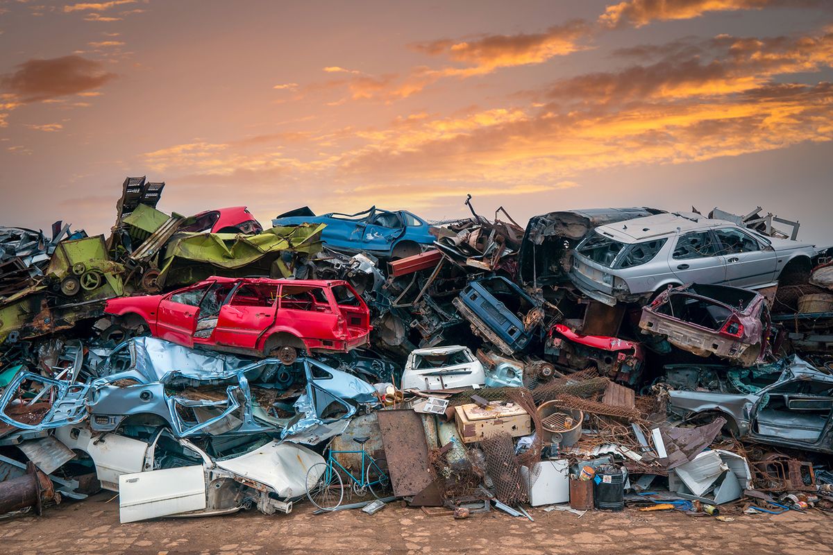 Damaged,Cars,On,The,Junkyard,Waiting,For,Recycling,Or,Destruction