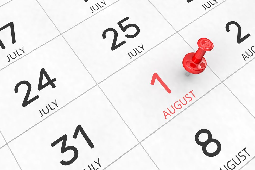 3d,Rendering,Of,Important,Days,Concept.,August,1st.,Day,1