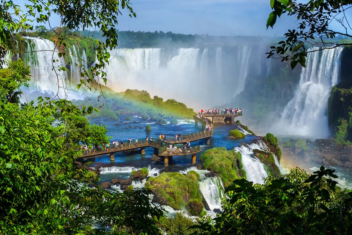 Tourists,At,Iguazu,Falls,,One,Of,The,World's,Great,Natural