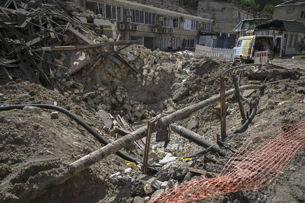 Russian missile strikes on Odesa damage historic buildingsODESSA, UKRAINE - JULY 25: A view of the site after Russian missile attacks in Odessa, Ukraine on July 25, 2023. Multiple missile strikes on the city of Odessa, classified as a UNESCO World Heritage Site, caused damage to at least 20 historic buildings including Odessa cathedral. Ercin Erturk / Anadolu Agency (Photo by Ercin Erturk / ANADOLU AGENCY / Anadolu Agency via AFP)