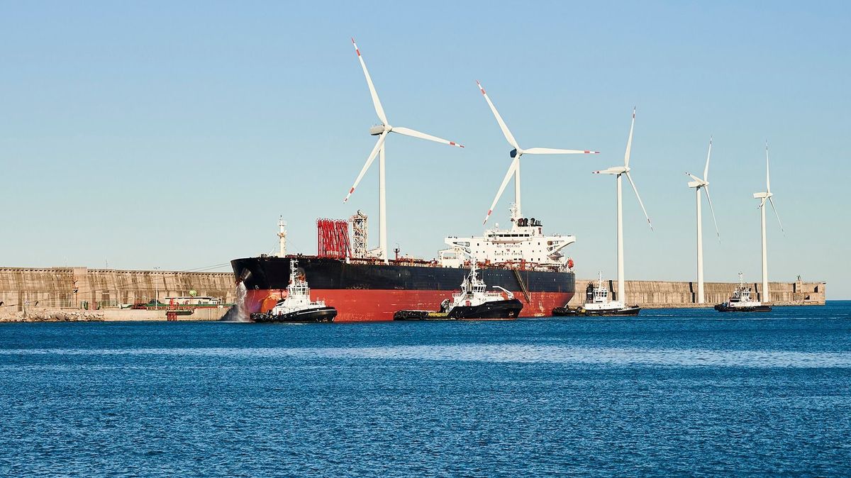 14-01-2022,,Oil,Tanker,Docked,At,The,Oil,Tanker,Terminal,In
14-01-2022, Oil tanker docked at the oil tanker terminal in the port of Bilbao and wind turbines in the background, Zierbena,  Biscay, Basque Country, Euskadi, Spain, Europe