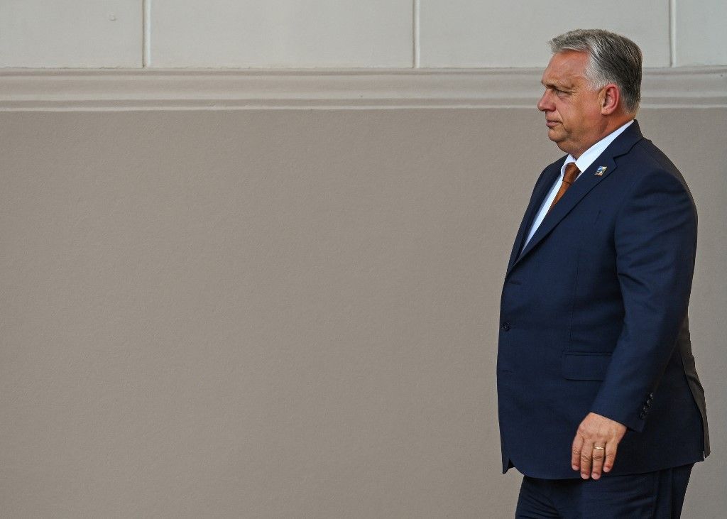 NATO Summit In Vilnius - Day 1VILNIUS, LITHUANIA - JUNE 11, 2023:   
Prime Minister of Hungary Viktor Orban arrives at the Presidential Palace in Vilnius, ahead of a social dinner hosted by on the first day of the 2023 NATO Summit, on July 11, 2023, in Vilnius, Lithuania.Lithuania. (Photo by Artur Widak/NurPhoto) (Photo by Artur Widak / NurPhoto / NurPhoto via AFP)