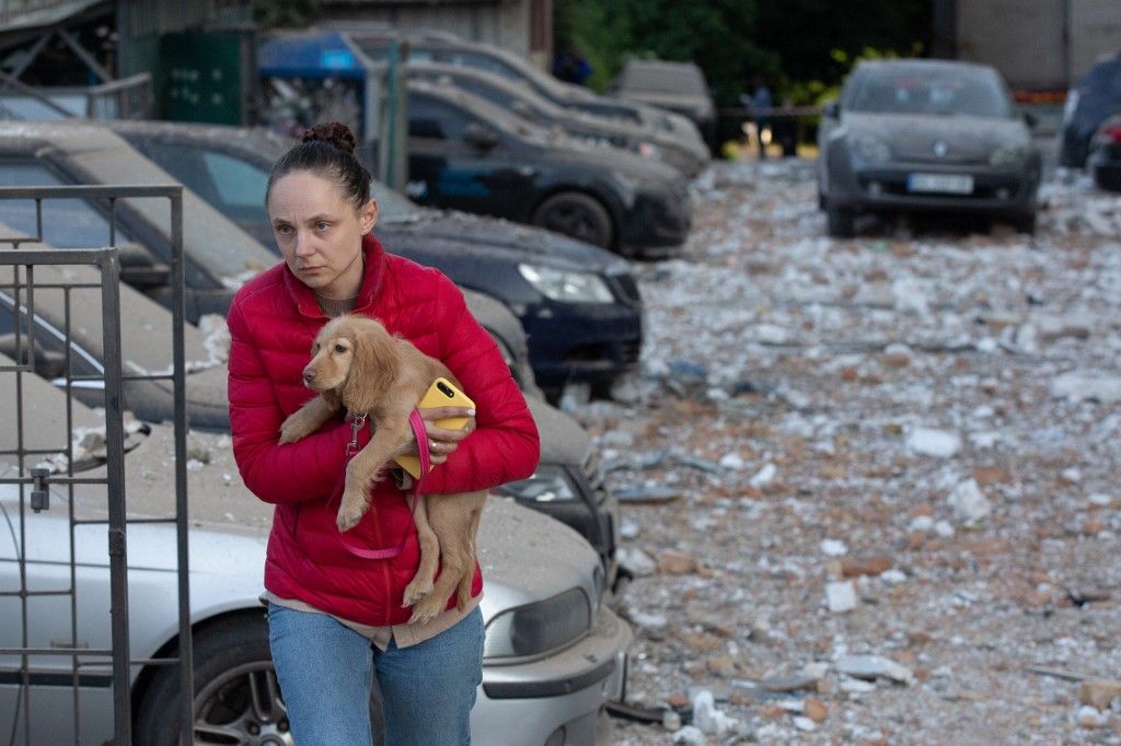 Aftermath of Russian drone attack in Ukraine's Kyiv