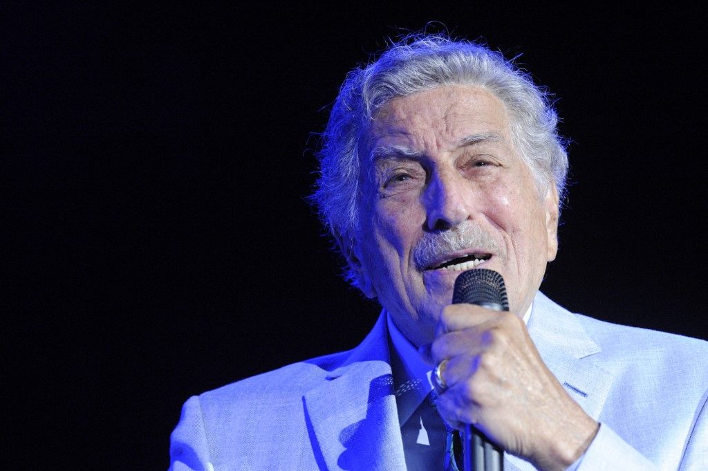 US singer Tony Bennett (Anthony Dominick Benedetto) performs on stage during an invitation only concert at the newly opened Encore Boston Harbor Casino in Everett, Massachusetts on August 8, 2019. Bennett performed with his daughter Antonia Benedetto before going solo. Bennett is currently on tour with his daughter performing across the country from Las Vegas to the East Coast through October. (Photo by Joseph Prezioso / AFP)