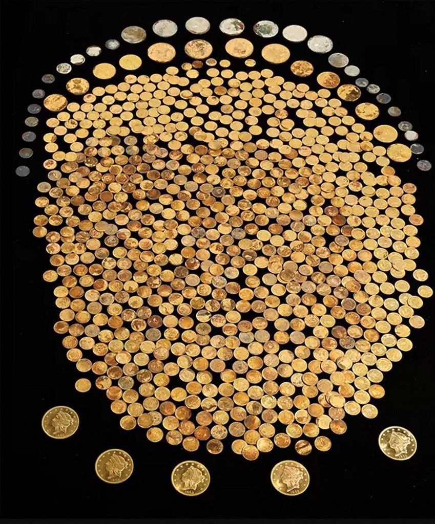 'Stunning' cache of gold coins found in Kentucky cornfieldThis undated handout image courtesy of GovMint.com shows a collection of US Gold Dollars in Type I, Type II, and Type III, with the date range of 1854-1862; $10 Liberty’s with a date range of 1840-1862; $20 Libertys dated between 1857 and 1862; and 1863-P $20 Gold Liberty coins. A trove of more than 700 gold coins dating back to the US Civil War found buried in a Kentucky cornfield is being put up for sale and is expected to reap millions. The "Great Kentucky Hoard" was discovered on a farm in the Bluegrass State earlier this year, according to the firm which graded the coins and the company selling them. GovMint.com said the coins were dated between 1840 and 1863 and include $1 Gold Indians, $10 Gold Libertys and $20 Gold Libertys. (Photo by HANDOUT / GovMint.com / AFP) / RESTRICTED TO EDITORIAL USE - MANDATORY CREDIT "AFP PHOTO / Courtesy of GovMint.com" - NO MARKETING NO ADVERTISING CAMPAIGNS - DISTRIBUTED AS A SERVICE TO CLIENTS / To Go With AFP Story By Chris Lefkow: 'Stunning' cache of gold coins found in Kentucky cornfield