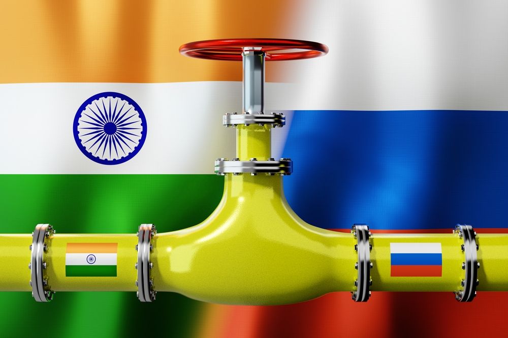Gas,Pipeline,,Flags,Of,India,And,Russia,-,3d,Illustration