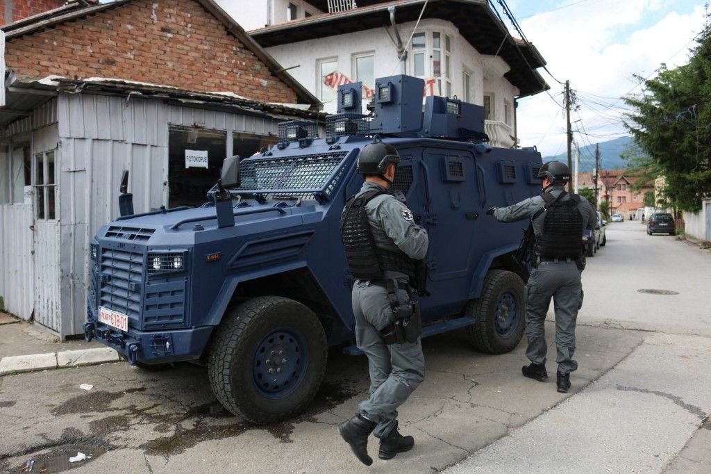 After a short period of tension in northern Kosovo, the situation was brought under control
MITROVICA, KOSOVO - JUNE 13: Armored police vehicles are seen retreating towards the Bosnian Neighborhood after situation was brought under control by the security forces after a short period of tension due to the detention of one of the organizers of the attack on Kosovo Force (KFOR), NATO-led international peacekeeping force, soldiers in Kosovo on 29 May on June 13, 2023 in Mitrovica, Kosovo. Erkin Keci / Anadolu Agency (Photo by Erkin Keci / ANADOLU AGENCY / Anadolu Agency via AFP)