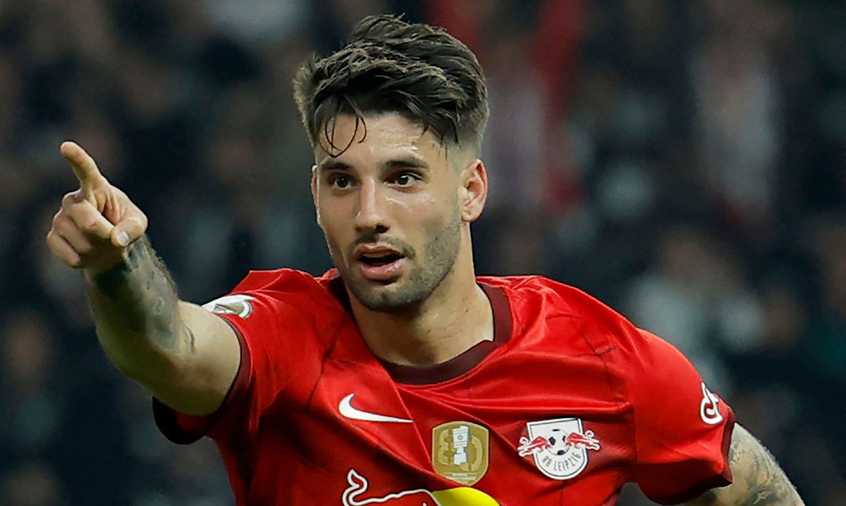 FILES-FBL-PR-ENG-GER-BUNDESLIGA-LIVERPOOL-LEIPZIG-SZOBOSZLAI(FILES) Leipzig's Hungarian midfielder Dominik Szoboszlai celebrates after scoring the 2-0 goal during the German Cup (DFB Pokal) final football match RB Leipzig v Eintracht Frankfurt in Berlin, Germany, on June 3, 2023. Liverpool confirmed the signing of Dominik Szoboszlai from RB Leipzig on Sunday, July 2, after paying the Hungarian's 70-million-euro (Ł60 million, $76 million) release clause. (Photo by Odd ANDERSEN / AFP) / DFB REGULATIONS PROHIBIT ANY USE OF PHOTOGRAPHS AS IMAGE SEQUENCES AND QUASI-VIDEO.