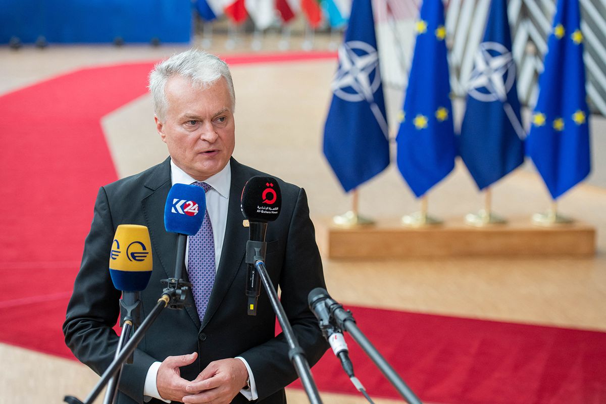 European summit on Ukraine, economy and migration
BRUSSELS - President of Lithuania Gitanas Nausčda during a European summit of the leaders of the EU countries to discuss Russia's war of aggression against Ukraine and the continuation of EU aid to the country. Economy, security, defence, migration and external relations were also discussed. ANP JONAS ROOSENS netherlands out - belgium out (Photo by JONAS ROOSENS / ANP MAG / ANP via AFP)