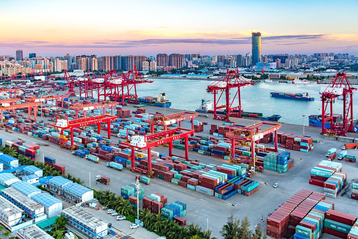 Haikou,,Hainan,,China,-,June,17th,2020:,Haikou,Port,Container