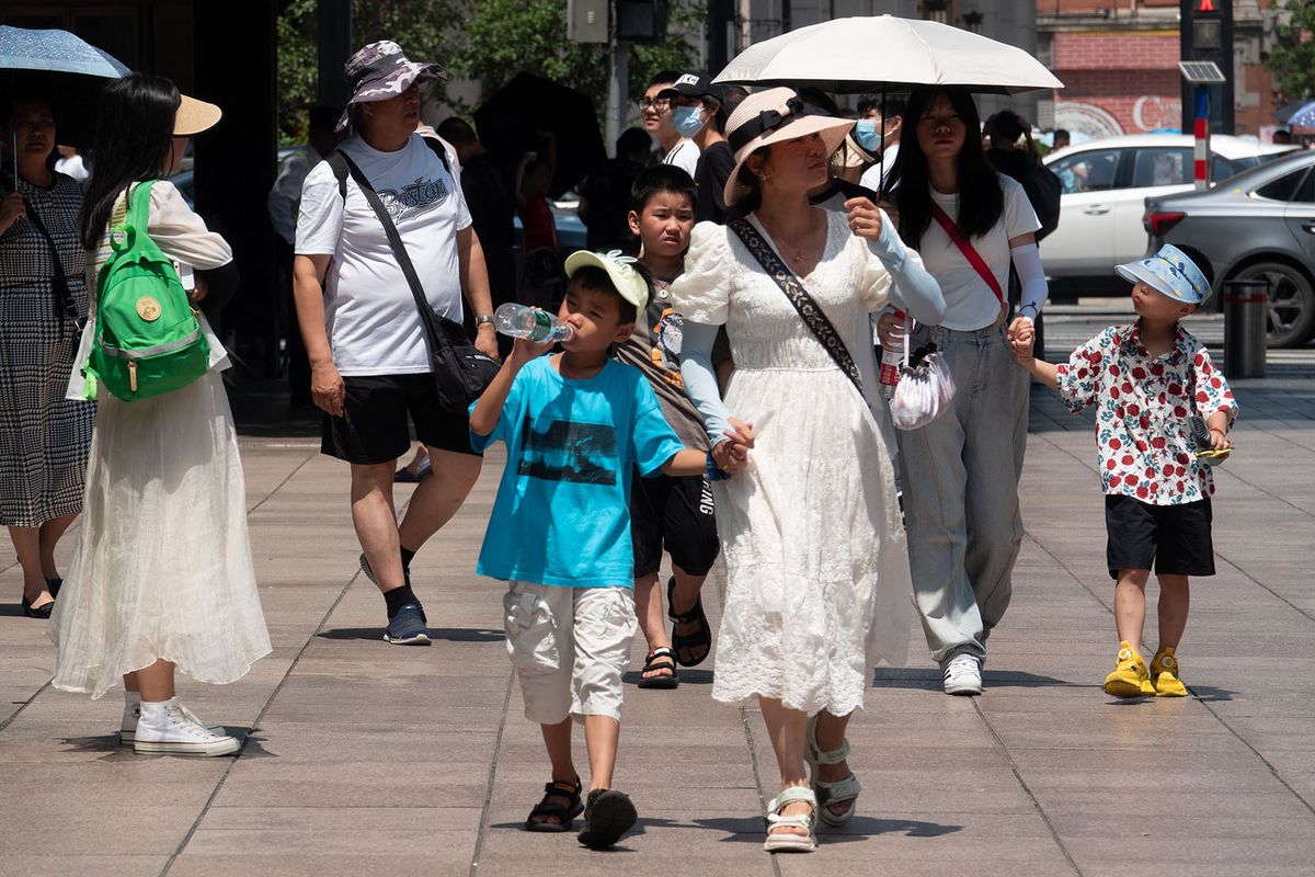 High Temperature Hit Shanghai
SHANGHAI, CHINA - JULY 11, 2023 - Tourists travel in high temperatures in Shanghai, China, July 11, 2023. (Photo by Costfoto/NurPhoto) (Photo by CFOTO / NurPhoto / NurPhoto via AFP)