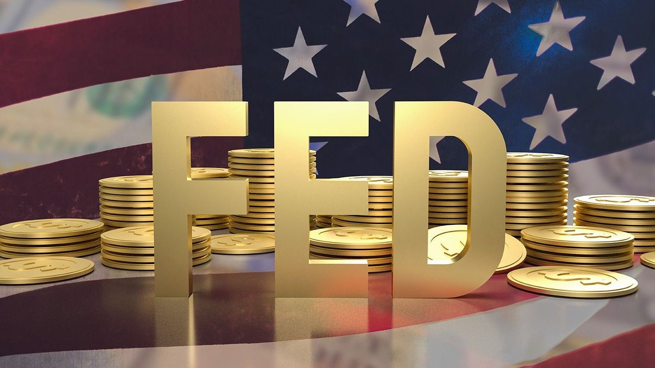 Gold,Text,Fed,And,Coins,On,Usa,Flag,Background,For