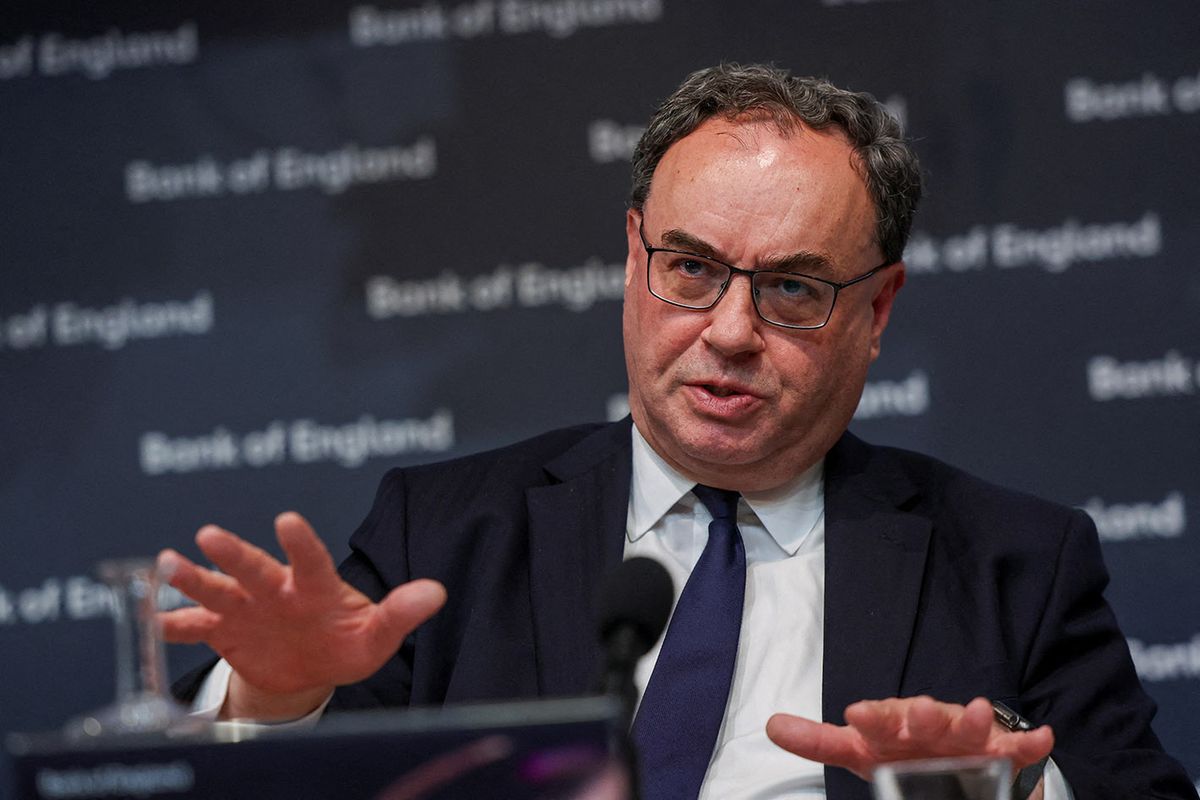 BRITAIN-ECONOMY-BANK-RATE-BOEGovernor of the Bank of England Andrew Bailey addresses the media during the Monetary Policy Report press conference at the Bank of England, in London, on May 11, 2023. The Bank of England on Thursday delivered its twelfth straight interest rate hike as it seeks to dampen high inflation but risks worsening a cost-of-living crisis. (Photo by HENRY NICHOLLS / POOL / AFP)