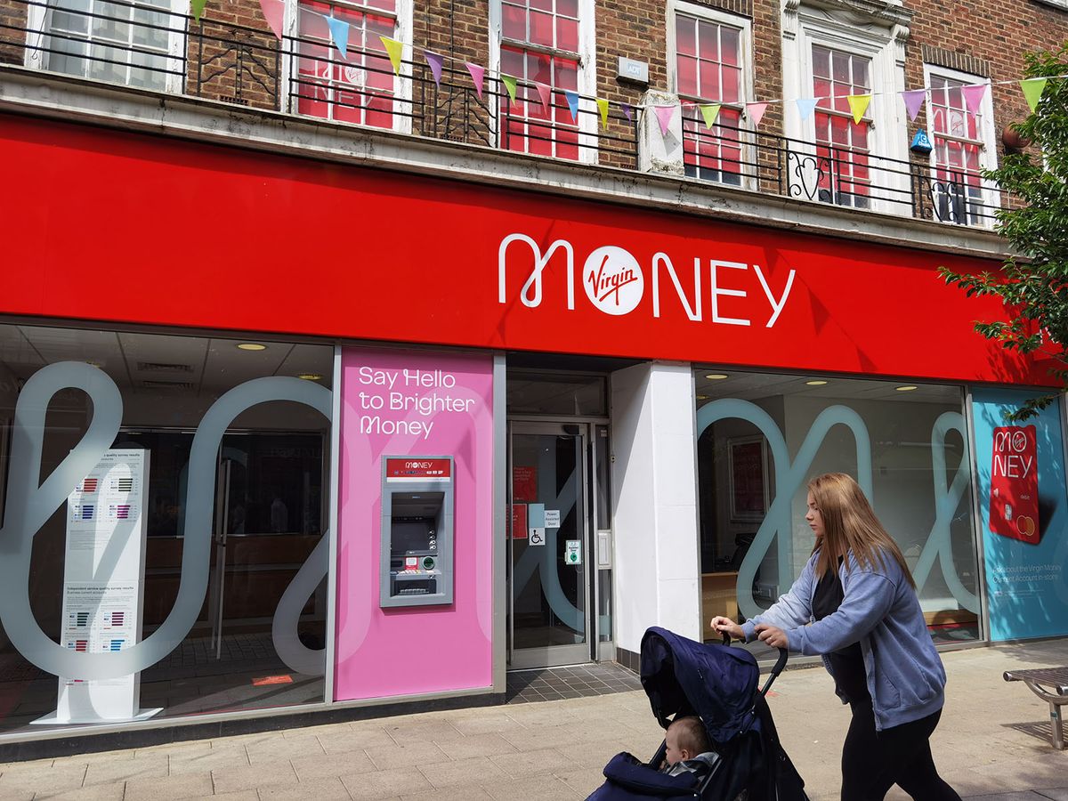 London,uk-,May,28,,2021:,The,Branch,Of,Virgin,Money,In
London,UK- May 28, 2021: The branch  of virgin money in London.Virgin Money is a financial services brand used by two independent brand- licensees worldwide from the Virgin Group.