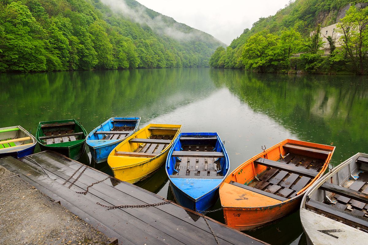 Boats,At,The,Lake,Hamori,Near,Lillafured,In,Hungary