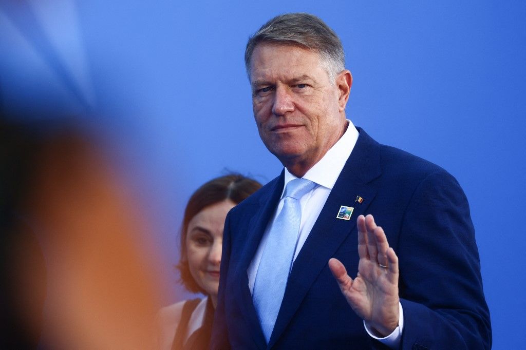 NATO Summit In Vilnius, LithuaniaKlaus Iohannis, the President of Romania, attends NATO Summit at LITEXPO Lithuanian Exhibition and Congress Center in Vilnius, Lithuania on July 12, 2023.  (Photo by Beata Zawrzel/NurPhoto) (Photo by Beata Zawrzel / NurPhoto / NurPhoto via AFP)
