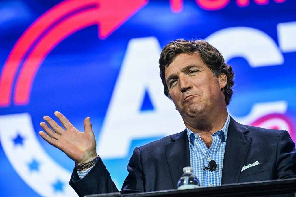 US conservative political commentator Tucker Carlson speaks at the Turning Point Action USA conference in West Palm Beach, Florida, on July 15, 2023. (Photo by GIORGIO VIERA / AFP)