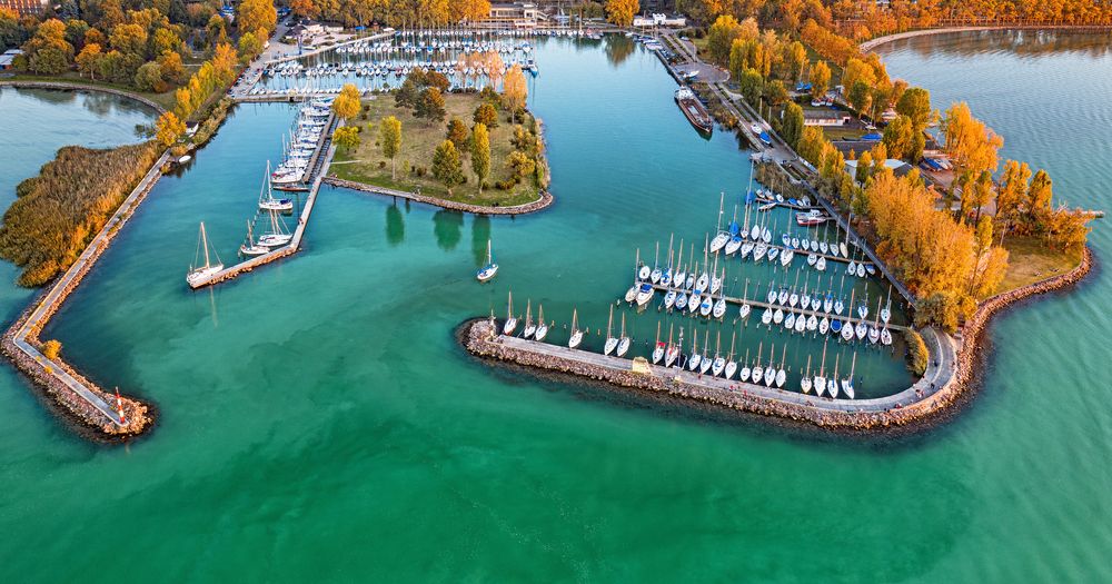 Aerial,View,On,The,Port,At,Lake,Balaton