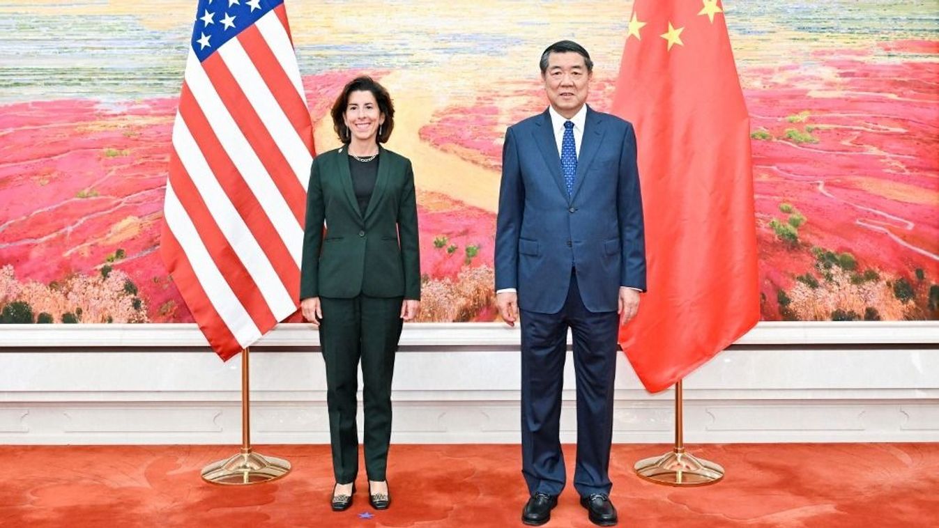 CHINA-BEIJING-HE LIFENG-U.S. COMMERCE SECRETARY-MEETING (CN)(230829) -- BEIJING, Aug. 29, 2023 (Xinhua) -- Chinese Vice Premier He Lifeng meets with visiting U.S. Commerce Secretary Gina Raimondo in Beijing, capital of China, Aug. 29, 2023. (Xinhua/Yue Yuewei) (Photo by Yue Yuewei / XINHUA / Xinhua via AFP)