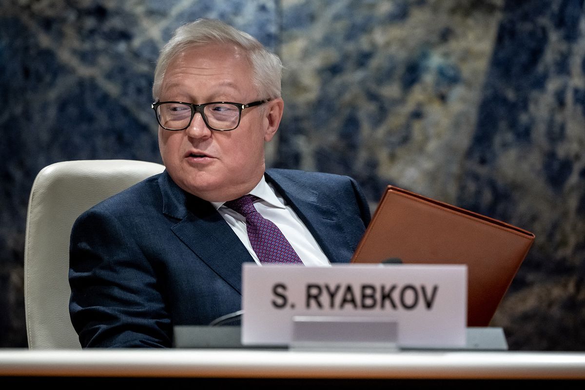 Russian Deputy Foreign Minister Sergei Ryabkov arrives to deliver a speech during a session of the UN Conference on Disarmament in Geneva on March 2, 2023. (Photo by Fabrice COFFRINI / AFP)