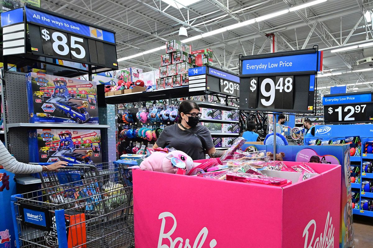 A woman shops for toys at a Walmart store in Rosemead, California on November 22, 2022. Analysts cited good results from Best Buy and some other retailers which offered hope that a resilient American consumer will keep spending during the critical shopping season that begins on "Black Friday." (Photo by Frederic J. BROWN / AFP)