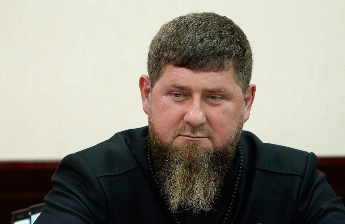 Chechen leader Ramzan Kadyrov attends a meeting of the Council on Interethnic Relations chaired by President Vladimir Putin in Pyatigorsk, Stavropol Krai region, on May 19, 2023. (Photo by Tatiana Barybina / Press service of the governor of the Stavropol Territory / AFP) / RESTRICTED TO EDITORIAL USE AFP / SPUTNIK / Press service of the governor of the Stavropol Krai region / Tatiana Barybina