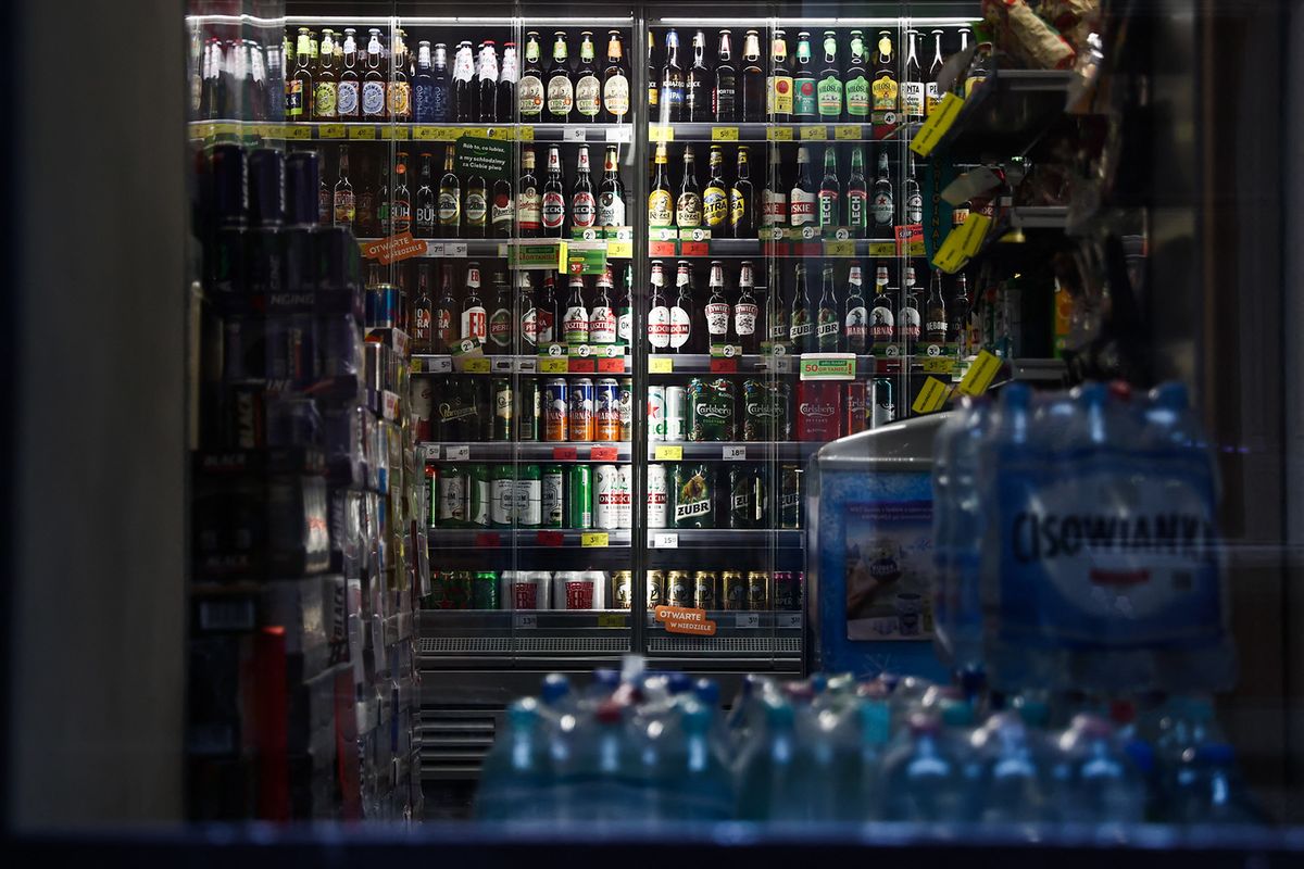 Sunday Trade In Poland
An alcohol stand is seen inside a grocery shop in Krakow, Poland on November 27, 2022. Most of the shops are closed most sundays in Poland. Exceptions are e.g. owner-operated stores, post offices or gas stations. (Photo by Jakub Porzycki/NurPhoto) (Photo by Jakub Porzycki / NurPhoto / NurPhoto via AFP)
