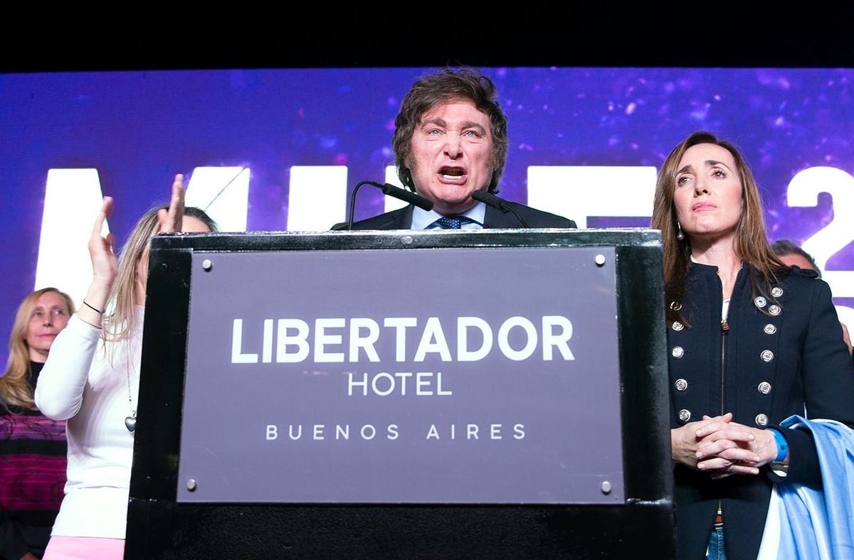 Argentine presidential candidate Milei takes surprise lead in primariesepa10799333 Ultra-liberal economist Javier Milei speaks during a rally following the results of the primaries, in Buenos Aires, Argentina, 14 August 2023. The presidential candidate and leader of the far-right coalition 'La Libertad Avanza' for the October 22 general elections, who monopolizes 30.28 percent of the 6.8 million votes, called from his electoral space for the population to join this "true expression of change" and a "new liberal revolution", which will "end the Peronist faction represented by the late former president Nestor Kirchner (2003-2007) and the current vice president, and also former president Cristina Fernandez de Kirchner (2007-2015).  EPA/Gala Abramovichepa10799333 Ultra-liberal economist Javier Milei speaks during a rally following the results of the primaries, in Buenos Aires, Argentina, 14 August 2023. The presidential candidate and leader of the far-right coalition 'La Libertad Avanza' for the October 22 general elections, who monopolizes 30.28 percent of the 6.8 million votes, called from his electoral space for the population to join this "true expression of change" and a "new liberal revolution", which will "end the Peronist faction represented by the late former president Nestor Kirchner (2003-2007) and the current vice president, and also former president Cristina Fernandez de Kirchner (2007-2015).  EPA/Gala Abramovich