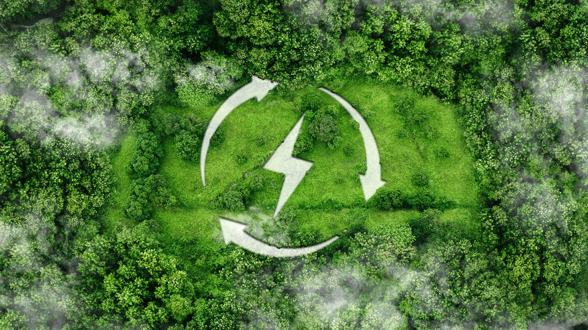 The,Renewable,Energy,Icon,On,The,Nature,Background,In,The
The renewable energy icon on the nature background in The concept energy friendly for a sustainable environment. Green, clean energy source and hydrogen technology eco