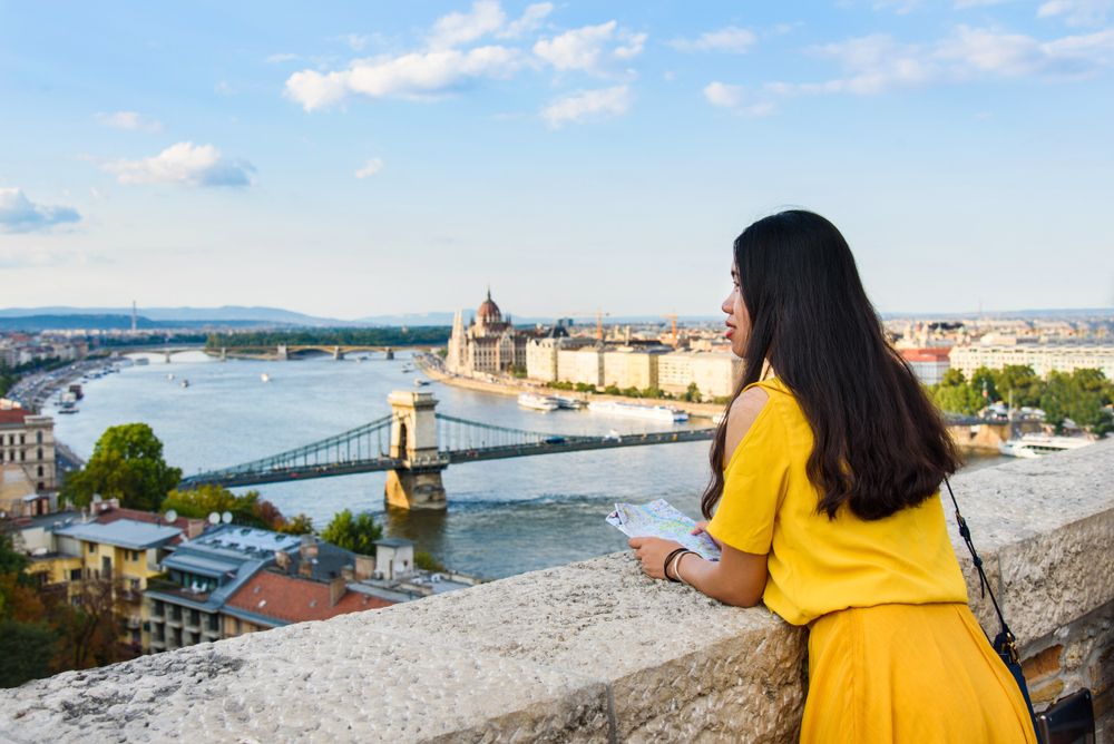 Female,Enjoying,Budapest,View,From,The,Fortress,Above