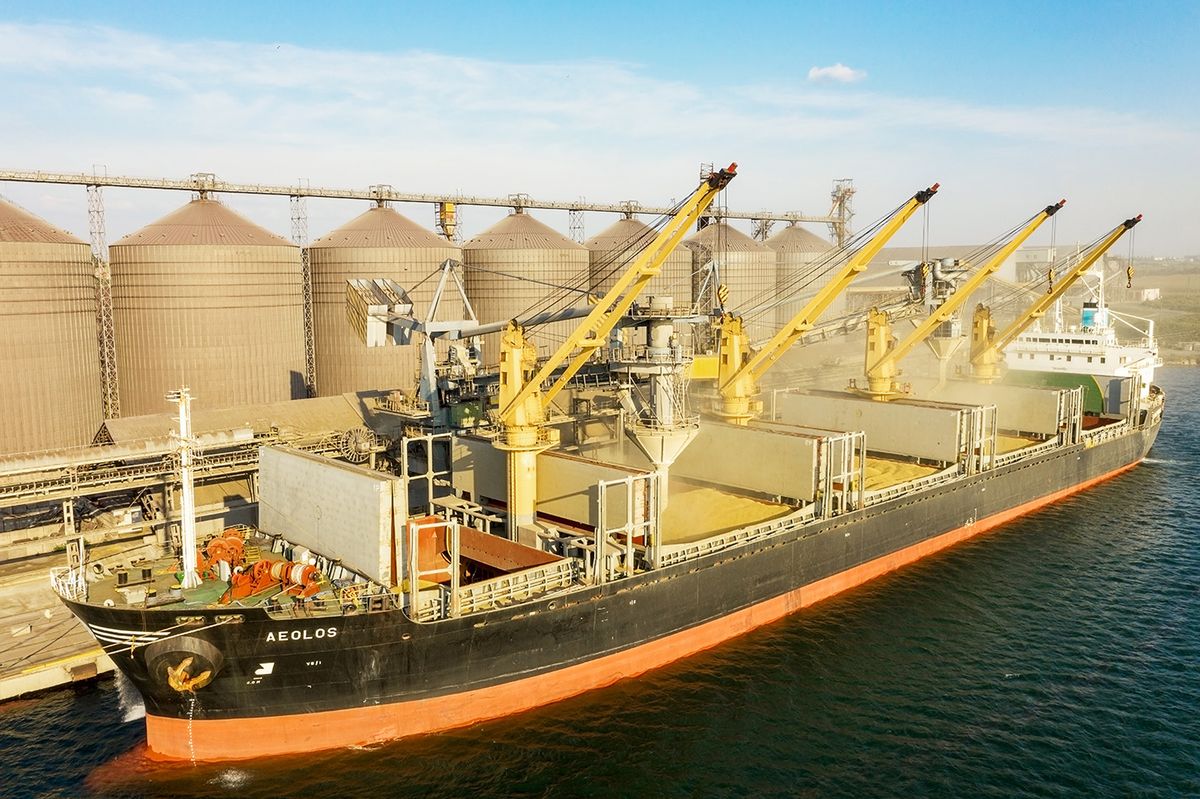 Odessa,,Ukraine,-,August,9,,2021:,Loading,Grain,Into,Holds