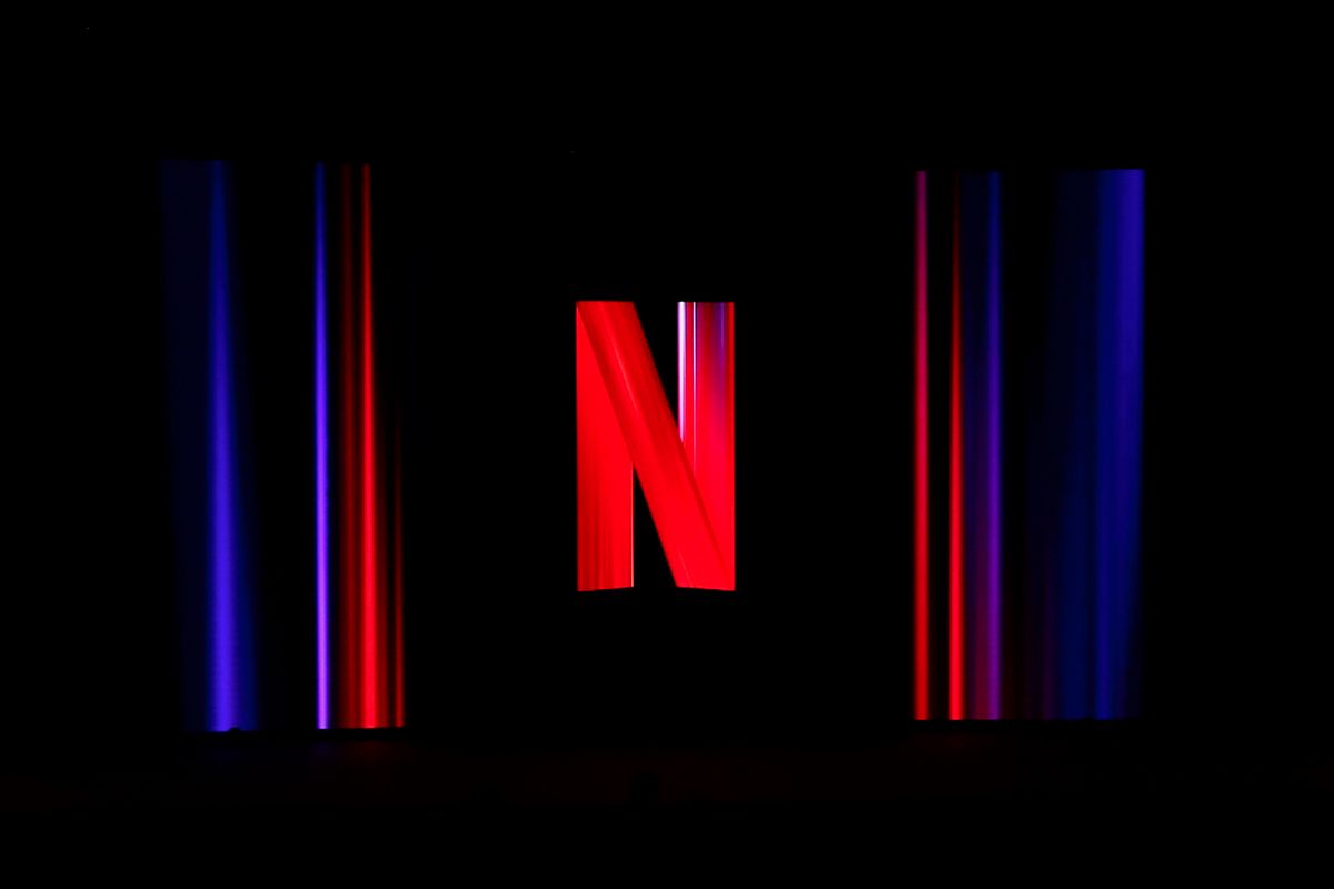 BARCELONA, SPAIN - MARCH 2: The Netflix logo, the second largest entertainment/media company founded in the United States, being displayed during its Co-CEO Greg Peters keynote during the Mobile World Congress 2023 on March 2, 2023, in Barcelona, Spain. (Photo by Joan Cros/NurPhoto) (Photo by Joan Cros / NurPhoto / NurPhoto via AFP)