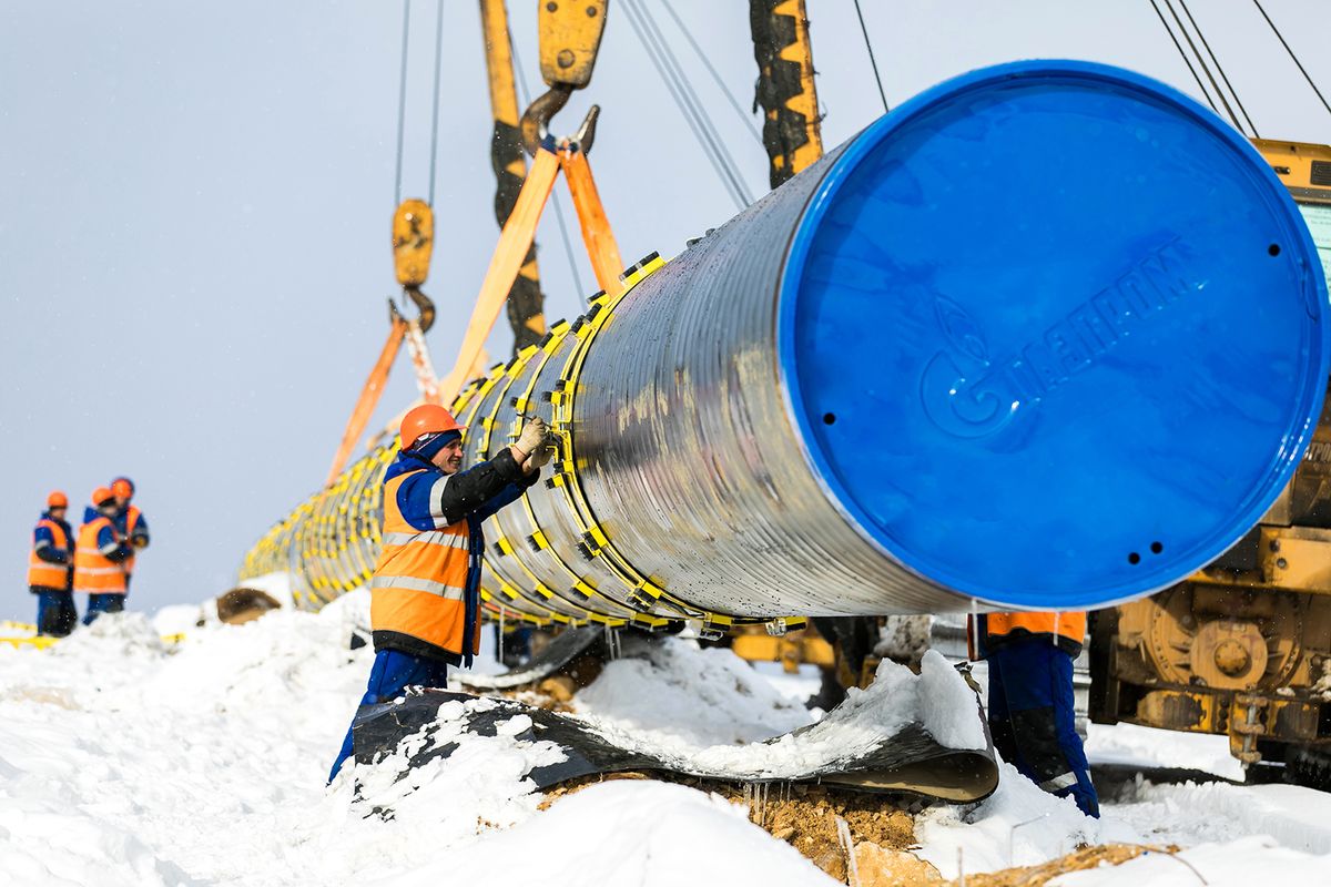 Olyokminsk, Russia: Сonstruction of the gas pipeline Power of Siberia (Sila Sibiri) Gapzrom