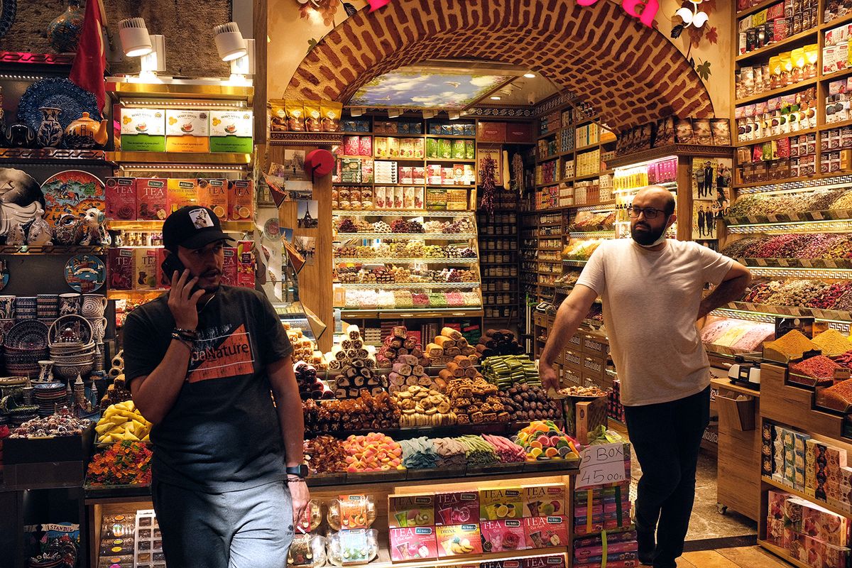 Daily Life In Istanbul
People shopping and strolling in Eminönü, Grand Bazaar and Spice Bazaar, the busiest shopping areas of Istanbul, on August 31, 2021. (Photo by Umit Turhan Coskun/NurPhoto) (Photo by Umit Turhan Coskun / NurPhoto / NurPhoto via AFP)