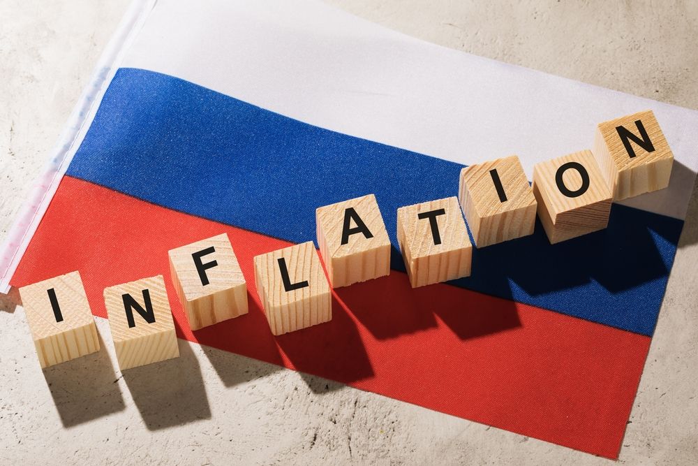 Russia,Flag,And,Wooden,Cubes,With,Text,,Concept,On,The
Oroszország, orosz infláció