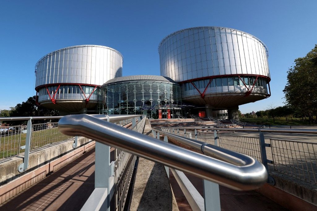 This photograph taken on September 27, 2023, shows an outside view of the European Court of Human Rights (ECHR), in Strasbourg, eastern France. The European Court of Human Rights (ECHR) on September 27, 2023, began hearing a case brought by six Portuguese youths against 32 nations for not doing enough to stop global warming, the latest bid to secure climate justice through the courts. (Photo by FREDERICK FLORIN / AFP)