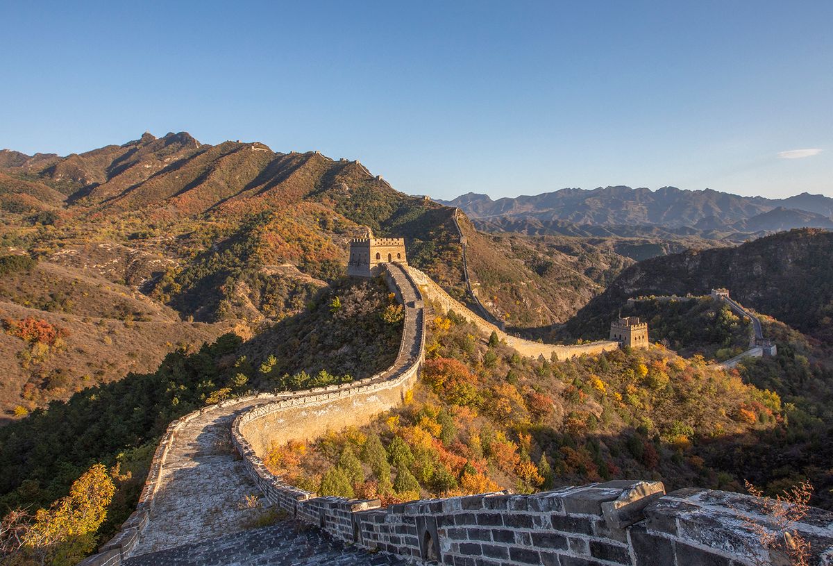 Aerial view of the Great Wall in autumn in Beijing
Aerial view of the Great Wall, showing the beautiful scenery of the Great Wall in autumn in Beijing, China, 12 October 2020. (Photo by Yang Dong / Imaginechina via AFP)