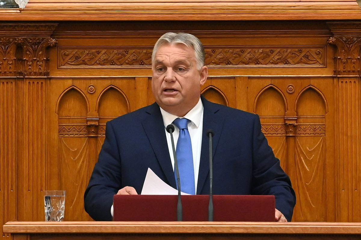 Budapest, 2023. szeptember 25.
Orbán Viktor miniszterelnök beszédet mond az Országgyűlés őszi ülésszakának első napján, 2023. szeptember 25-én.
MTI/Máthé Zoltán