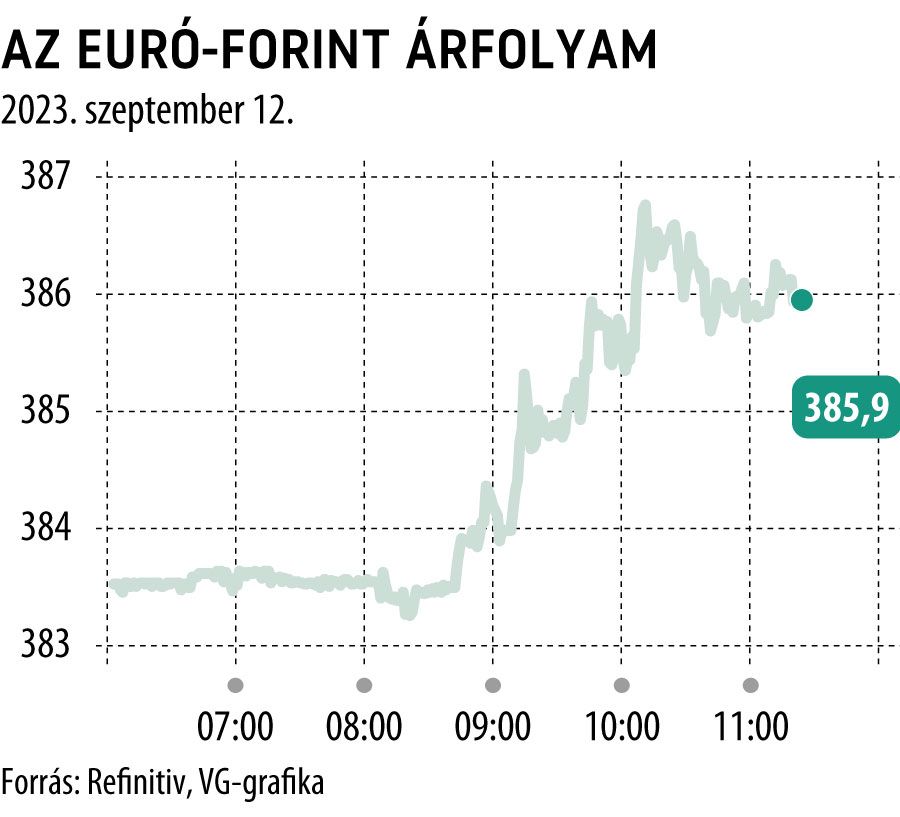 Az euró-forint árfolyam napi

