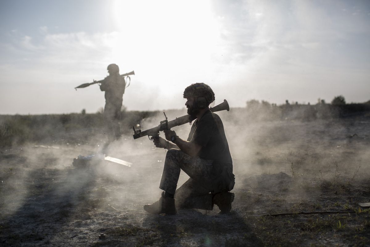 Training session of Ukrainian soldiers in Donbas