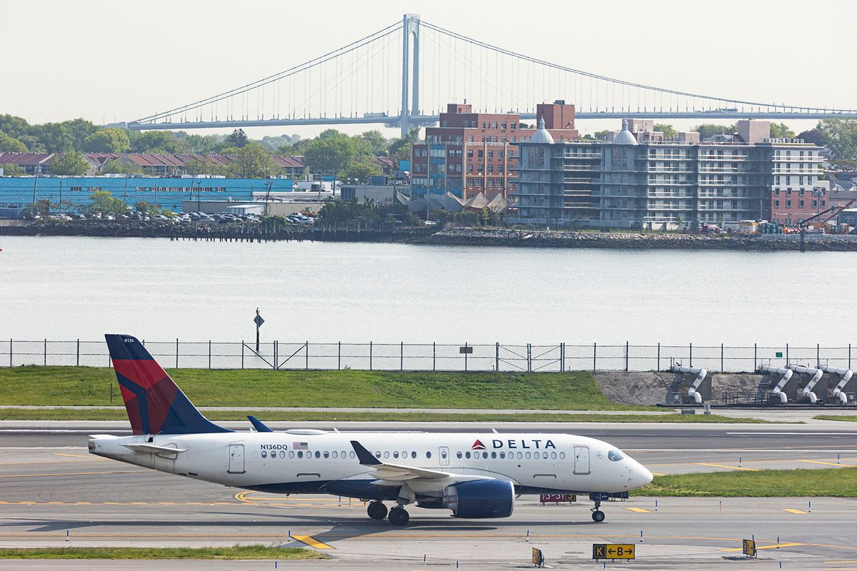 Delta Air Lines Airbus A220 In LaGuardia Airport In New York