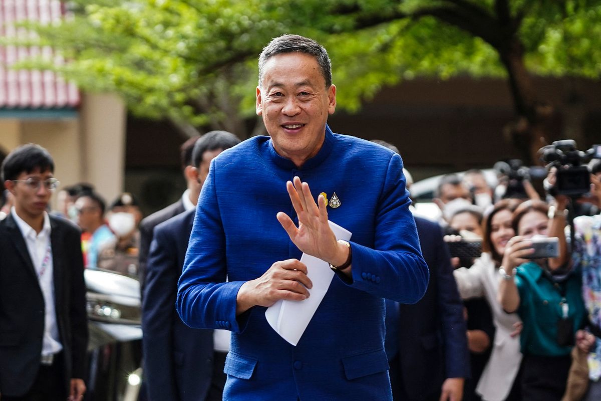 Thai Prime Minister Srettha Thavisin arrives for his first official cabinet meeting at Government House in Bangkok, Thailand, 13 September 2023. (Photo by Anusak Laowilas/NurPhoto) (Photo by Anusak Laowilas / NurPhoto / NurPhoto via AFP)