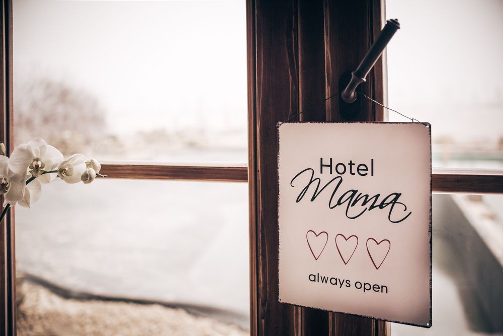 Mama,Hotel,Always,Open,-,White,Square,Metal,Plate,With