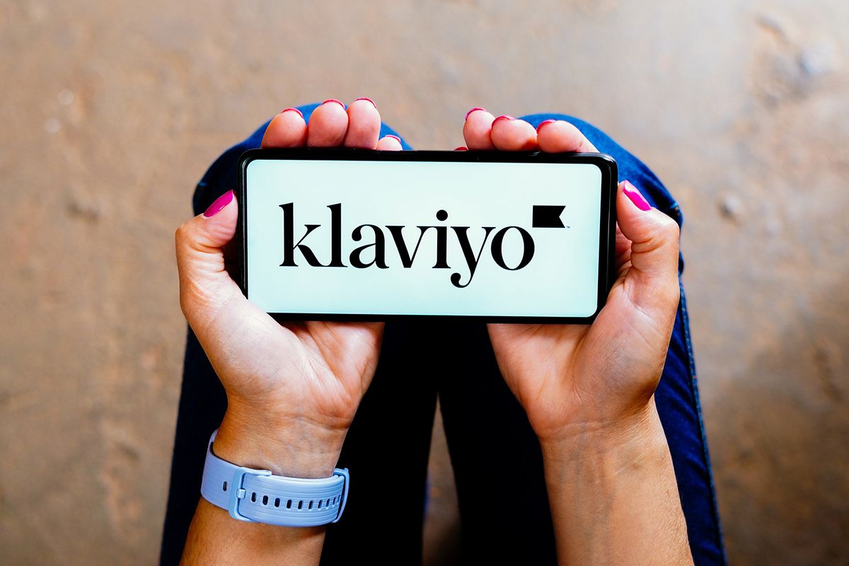 In this photo illustration, the Klaviyo logo seen displayed