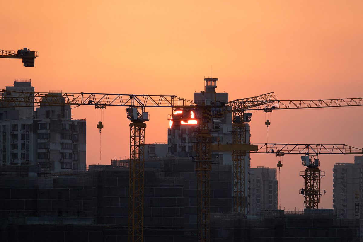 Residential Buildings Under Construction in Shanghai
SHANGHAI, CHINA - SEPTEMBER 18, 2023 - Residential buildings under construction in the city at dusk on September 18, 2023 in Shanghai, China. (Photo by Costfoto/NurPhoto) (Photo by CFOTO / NurPhoto / NurPhoto via AFP)