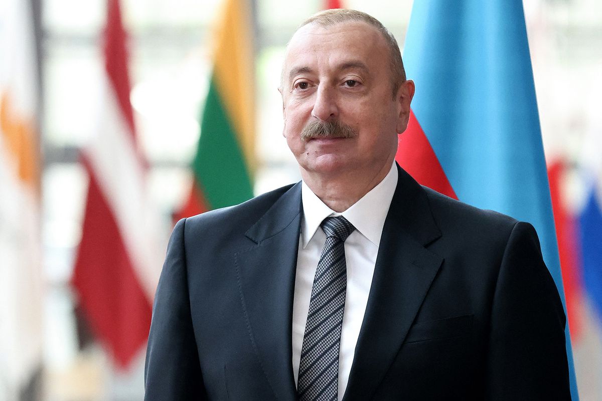 Azerbaijan's President Ilham Aliyev poses for an official photograph before a meeting with Armenia's Prime Minister and the President of the European Council at the European Council in Brussels on May 14, 2023. Azerbaijan said on September 19, 2023, it had launched "anti-terrorist operations" in Nagorno-Karabakh, almost three years after it went to war with Armenia over the disputed mountainous region. The announcement came after months of mounting tensions between the Caucasus foes and hours after Baku said six Azerbaijanis were killed by mine explosions in Karabakh, blaming Armenian separatists. (Photo by Kenzo TRIBOUILLARD / AFP)
Hegyi-Karabah