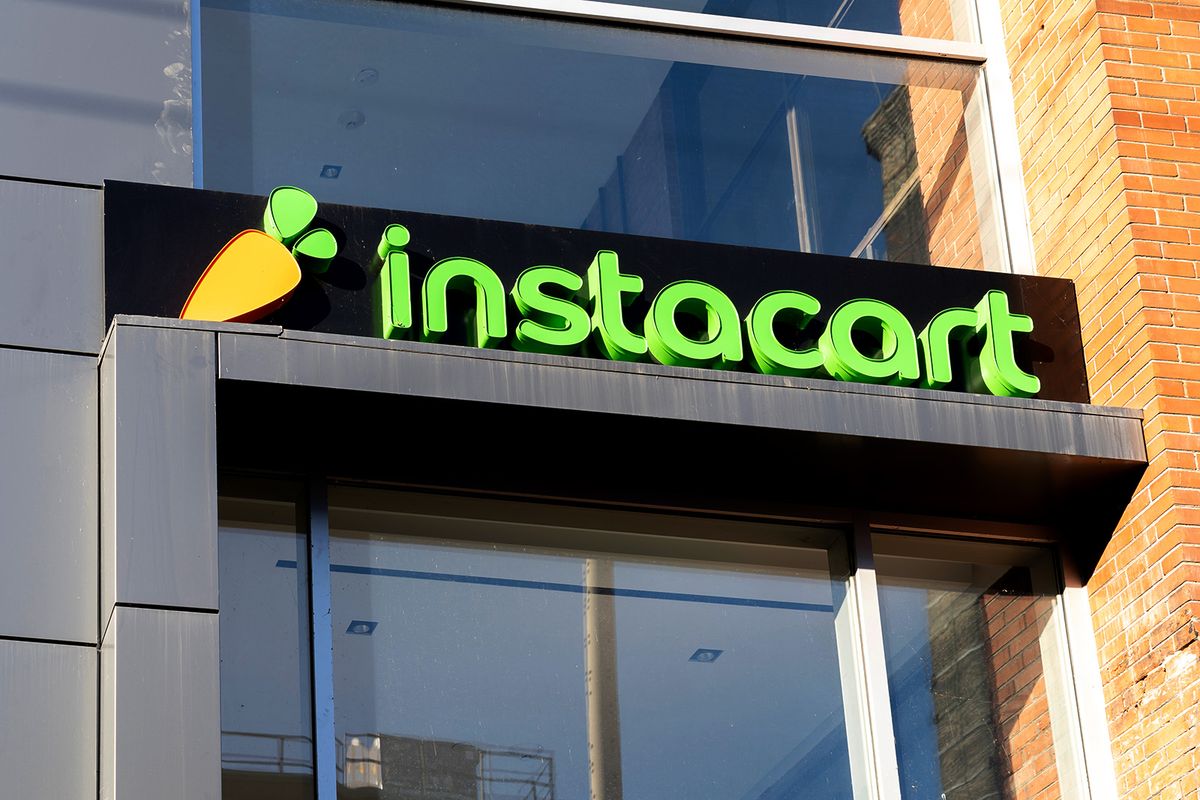 Toronto,,Canada-,November,14,,2020:,Instacart,Company,Closeup,Sign,Is
Toronto, Canada- November 14, 2020: Instacart company closeup sign is seen in Toronto, Canada. Instacart is an American company that operates a grocery delivery and pick-up service. 
