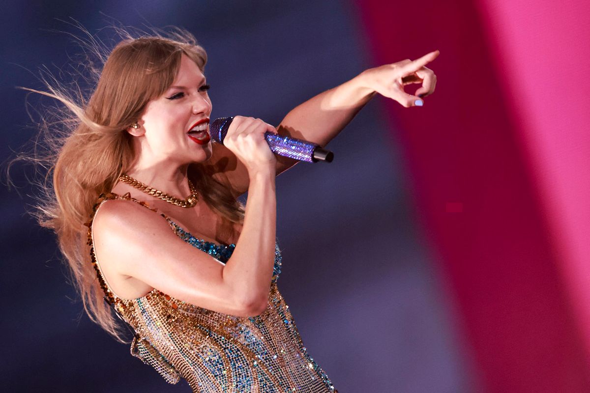 US singer-songwriter Taylor Swift performs during her Eras Tour at Sofi stadium in Inglewood, California, August 7, 2023. (Photo by Michael Tran / AFP) / RESTRICTED TO EDITORIAL USE